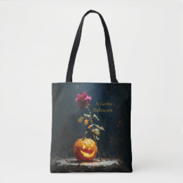 Mörk romantisk pumpa och ros Halloween-handväskor Tygkasse