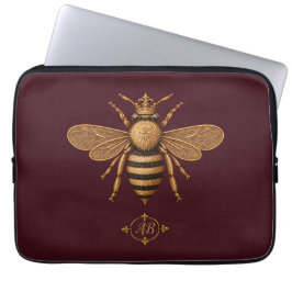 Mörk romantisk Royal Bee | Burgunder & Guld Fransk Laptop Fodral