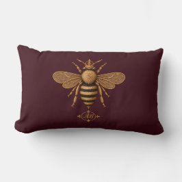 Mörk romantisk Royal Bee | Burgundy & Guld Fransk Lumbarkudde
