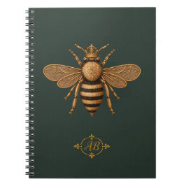 Mörk Romantisk Royal Bee | Djup Skoggrön Anteckningsbok