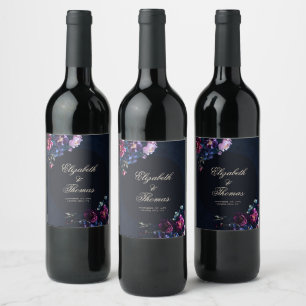 Mörk Romantiska Moody Blommigtar Gothic Black Bröl Vinflaska Etikett