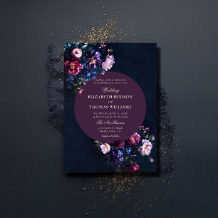 Mörk Romantiska Moody Blommigtar Jewel Mauve Bröll Inbjudningar
