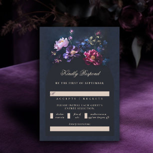 Mörk Romantiska Moody Blommigtar Juel Black Bröllo OSA Kort