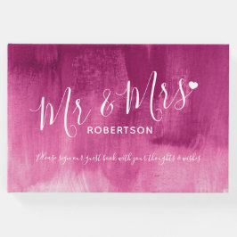 Mörk rosa abstrakt personlig bröllop gäst bok
