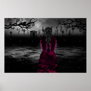 Mörk Rosa Angel Poster