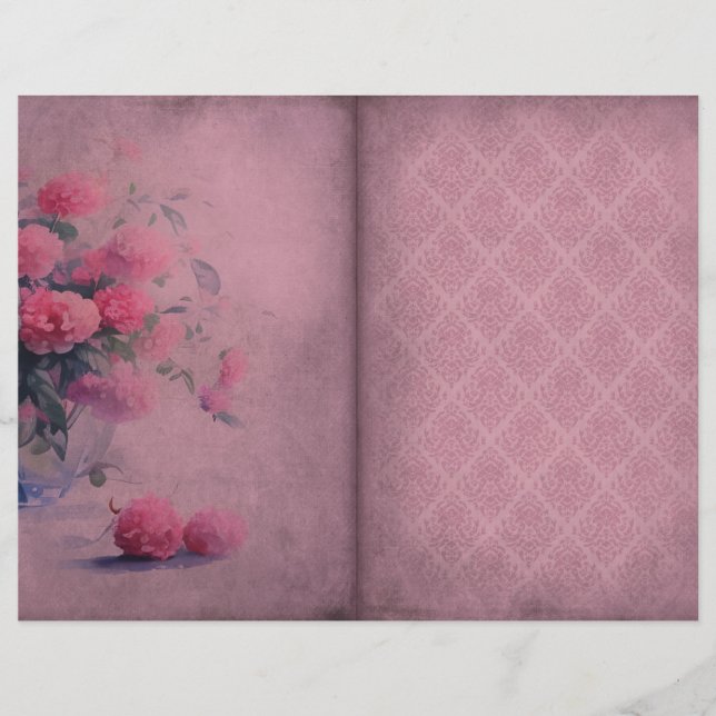 Mörk Rosa Blommigt Journal sida (Framsida)