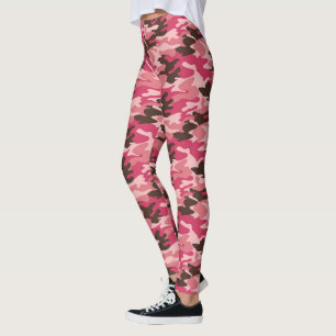 Mörk Rosa, brun och Rosa Camouflage Leggings