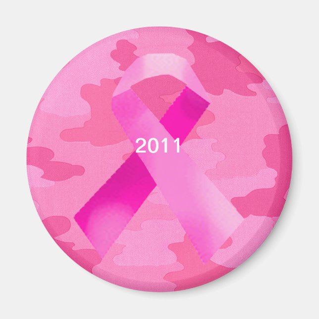 Mörk Rosa Camouflage Rosa Ribbon Date Magnet (Framsidan)