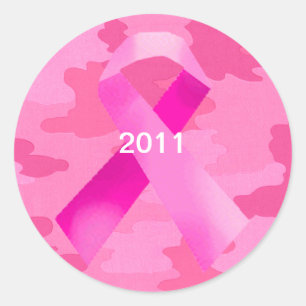 Mörk Rosa Camouflage Rosa Ribbon Date Stickers Runt Klistermärke