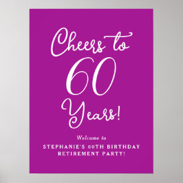 Mörk Rosa Cheers till 60 år Pension Party Poster