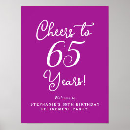 Mörk Rosa Cheers till 65 år Pension Party Poster