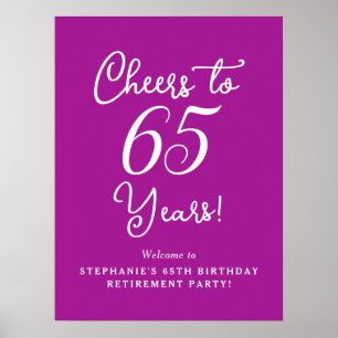 Mörk Rosa Cheers till 65 år Pension Party Poster