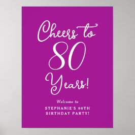 Mörk Rosa Cheers till 80 års födelsedag Välkommen Poster