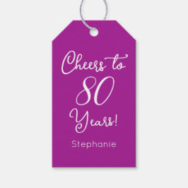 Mörk Rosa Cheers till 80 års födelsedagsförmån Presentetikett