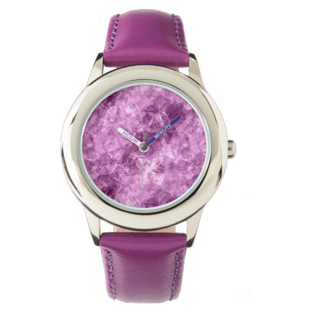 Mörk Rosa Crumged Struktur Armbandsur (Framsida)