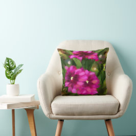 Mörk Rosa Dahlia Blommigt Flowers Flower Grönt Kudde