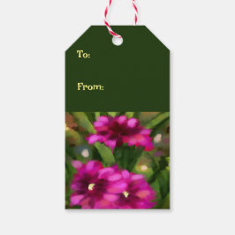 Mörk Rosa Dahlia Blommigt Flowers Flower Grönt Presentetikett