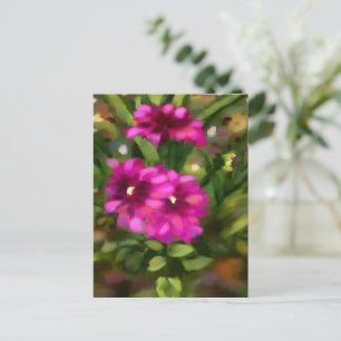 Mörk Rosa Dahlia Blommigt Flowers Flower Grönt Vykort