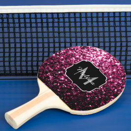 Mörk rosa falskt glänsande glitter gnistrar Monogr Pingisracket