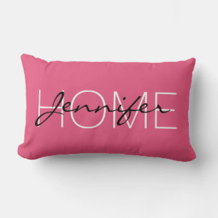 Mörk rosa färg hemmonogram lumbarkudde
