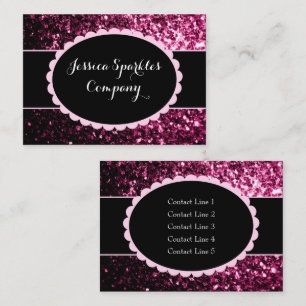 Mörk Rosa faux glany glitter gnistra black elipse Visitkort