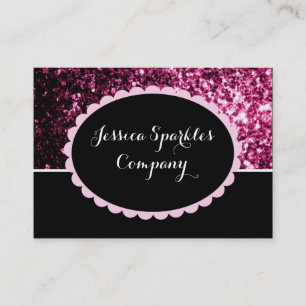 Mörk Rosa faux glany glitter gnistra black elipse Visitkort