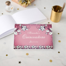 Mörk Rosa Faux Glitter Vit ros Quinceanera