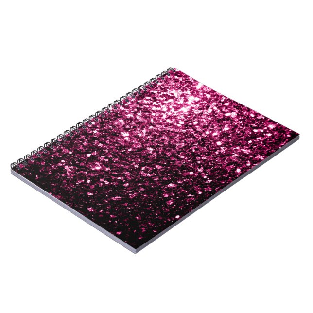 Mörk Rosa faux shiny glitter sparkles Anteckningsbok (Vänstra Sidan)