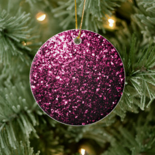 Mörk Rosa faux shiny glitter sparkles Julgransprydnad Keramik