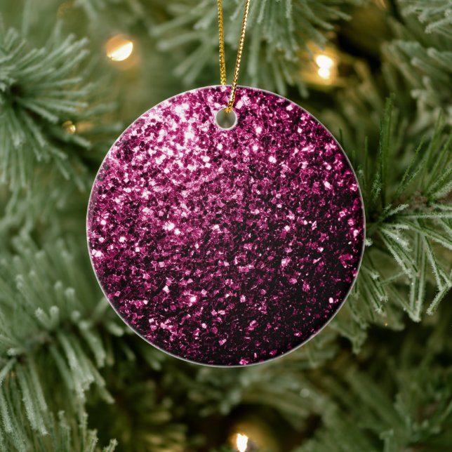 Mörk Rosa faux shiny glitter sparkles Julgransprydnad Keramik (Träd)