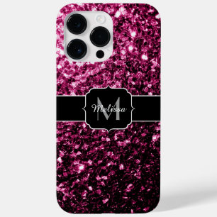 Mörk Rosa faux shiny glitter sparkles Monogram