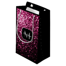 Mörk Rosa faux shiny glitter sparkles Monogram