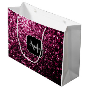 Mörk Rosa faux shiny glitter sparkles Monogram