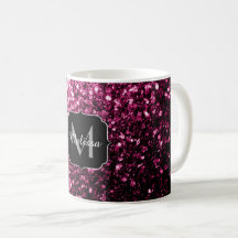 Mörk Rosa faux shiny glitter sparkles Monogram