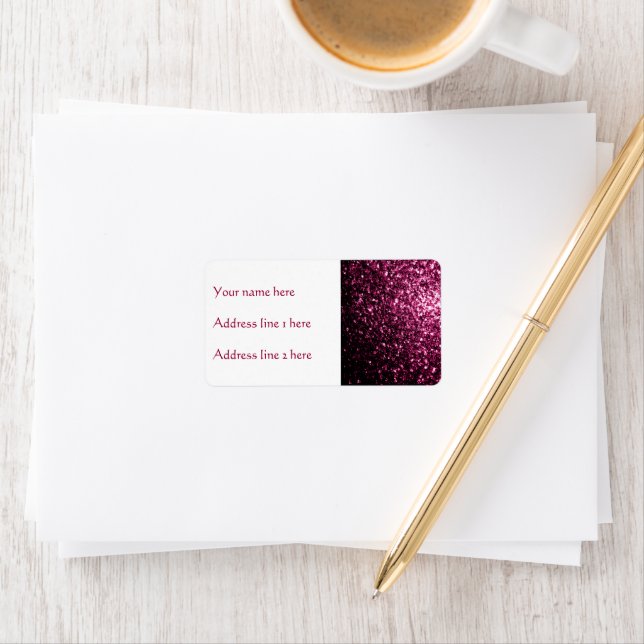 Mörk Rosa faux shiny glitter sparkles Personalize Adressetikett (Insitu)