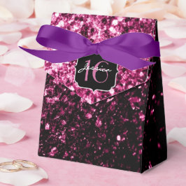 Mörk Rosa faux shiny glitter sparkles Sweet 16 Presentaskar