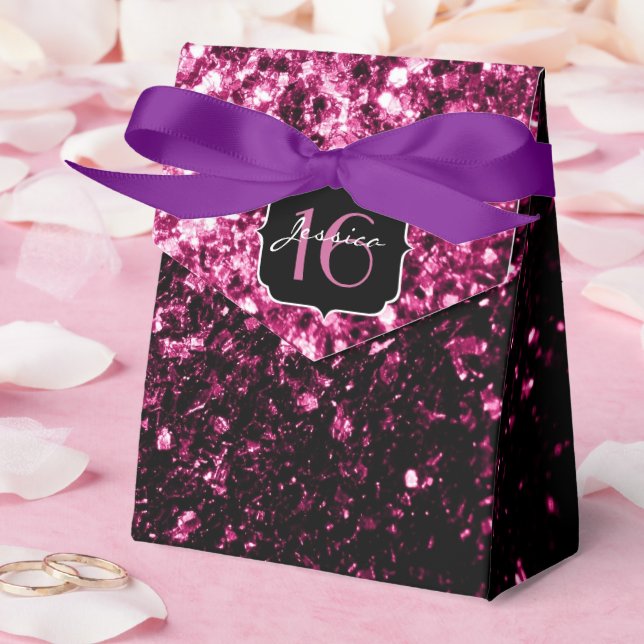 Mörk Rosa faux shiny glitter sparkles Sweet 16 Presentaskar (Bröllop)