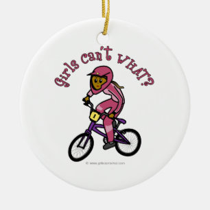 Mörk Rosa Girls BMX Julgransprydnad Keramik
