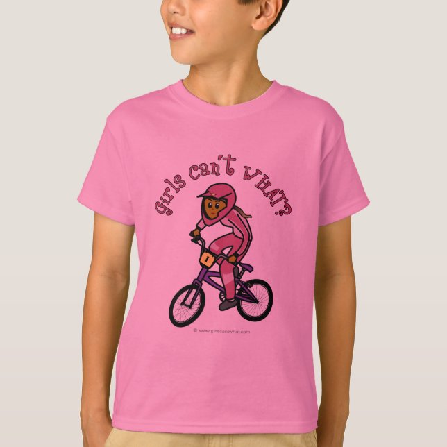 Mörk Rosa Girls BMX Tee Shirt (Framsida)