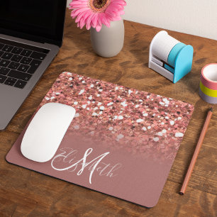 Mörk Rosa Guld Glitter Bling Personlig Musmatta