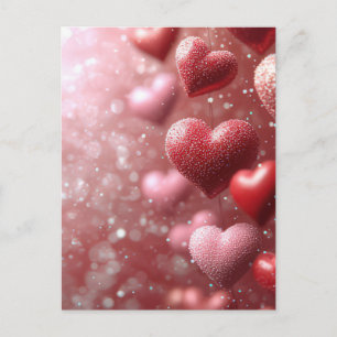 Mörk rosa Hearts Valentines Hälsning Vykort