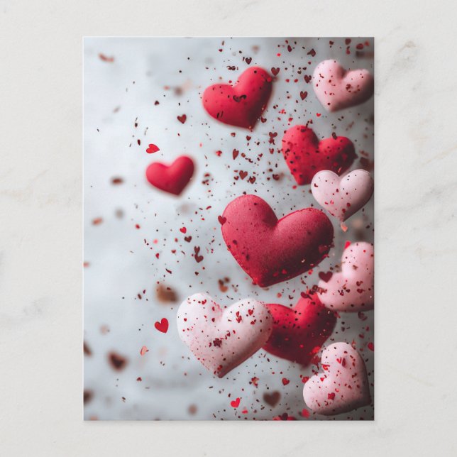 Mörk rosa Hearts Valentines Hälsning Vykort (Framsida)
