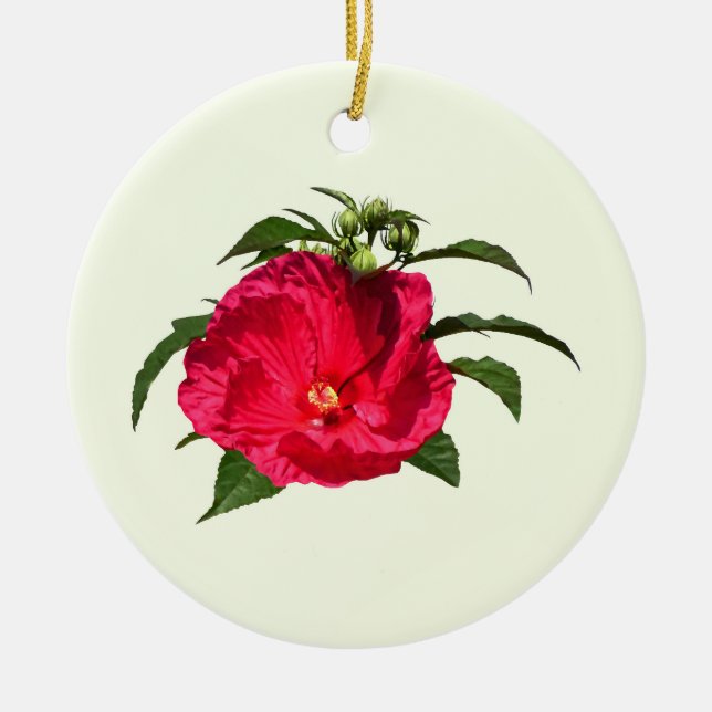 Mörk Rosa Hibiscus Julgransprydnad Keramik (Framsidan)