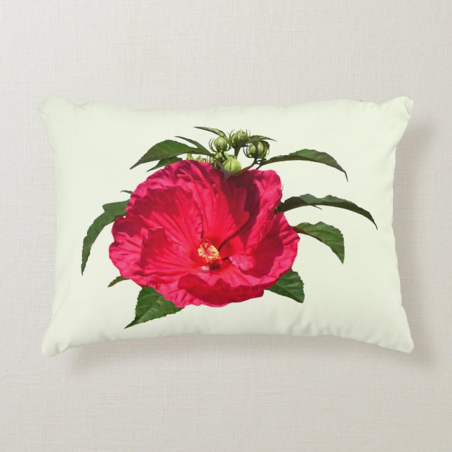 Mörk Rosa Hibiscus Prydnadskudde (Framsidan)