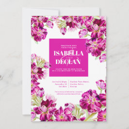 Mörk rosa lagrar blommigt ram, vattenfärgen bröllo inbjudningar