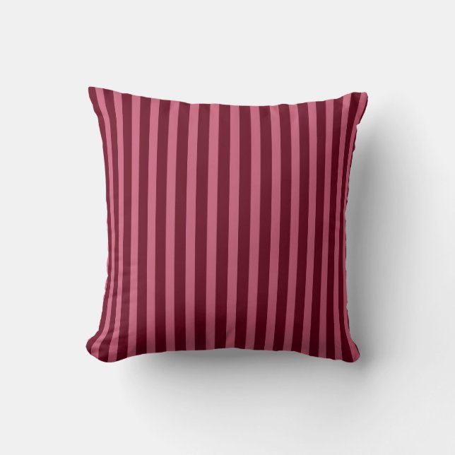 Mörk Rosa Maroon Stripe Cushions Kudde (Framsida)