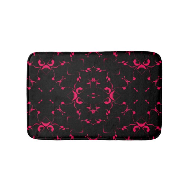 Mörk rosa med svart kalejdoskopmönster #1 badrumsmatta (Framsidan)