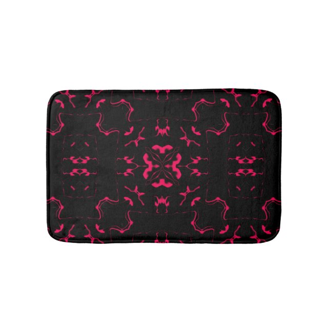 Mörk rosa med svart kalejdoskopmönster #2 badrumsmatta (Framsidan)