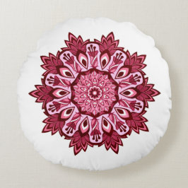 Mörk Rosa och Grått Reversible Boho Mandala Rund Kudde