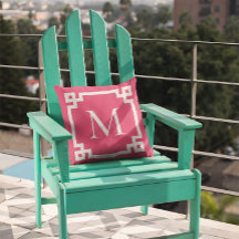 Mörk Rosa och vit monogrammad grekiska Nyckel Grän